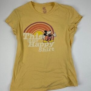 Disney Tshirt Womens Juniors Large 11/13 Yellow Mickey Mouse